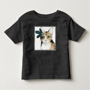 ダウントン猫 羽で宝石で飾られた トドラーTシャツ