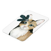 ダウントン猫 |羽で宝石で飾られた マグネット (左側)