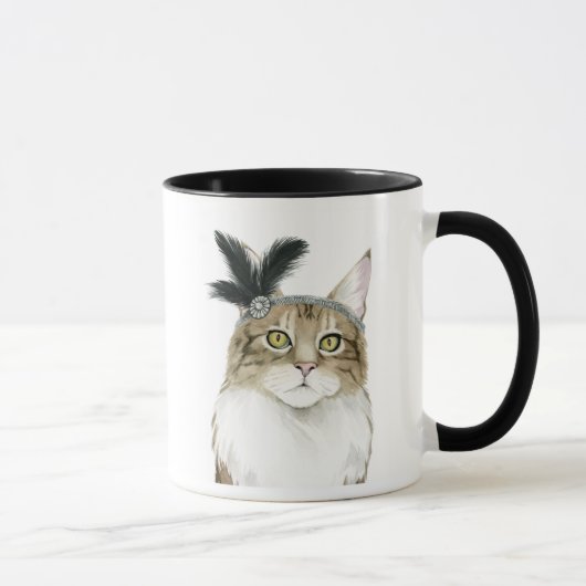 ダウントン猫 |羽飾り マグカップ (右)