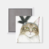 ダウントン猫 |羽飾り マグネット (正面/裏面)