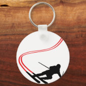 ダウンヒルスキーのスキー赤いトラック キーホルダー (正面)