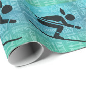 ダウンヒルスキーヤーシルエット(ターコイズブルー) ラッピングペーパー (ロールコーナー)