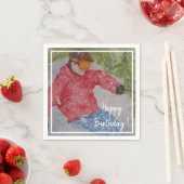 ダウンヒルスキーヤーハッピーバースデーパーティー スタンダードカクテルナプキン (インサイチュ)