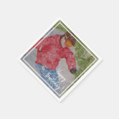 ダウンヒルスキーヤーハッピーバースデーパーティー スタンダードカクテルナプキン (角)