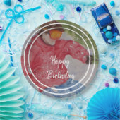 ダウンヒルスキーヤーハッピーバースデーパーティー ペーパープレート (パーティー)