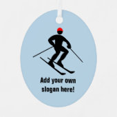 ダウンヒルスキーヤー – あなたの名前とスキーおもしろい/文字 メタルオーナメント (正面)