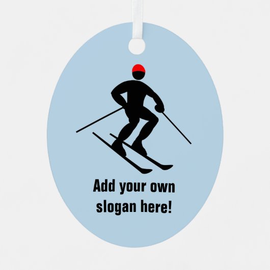 ダウンヒルスキーヤー – あなたの名前とスキーおもしろい/文字 メタルオーナメント (正面)