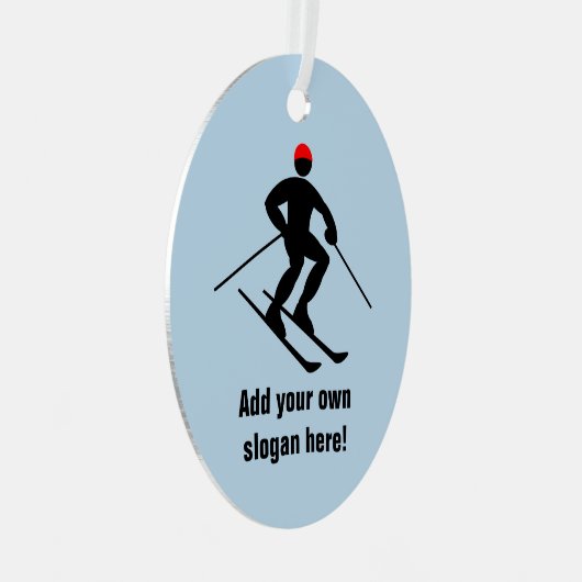 ダウンヒルスキーヤー – あなたの名前とスキーおもしろい/文字 メタルオーナメント (正面右)