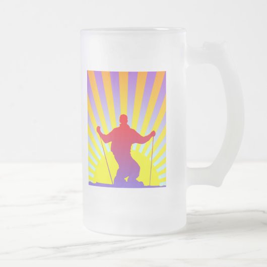 ダウンヒルスキーヤー フロストグラスビールジョッキ (右)