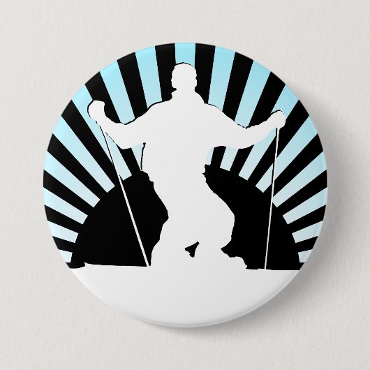 ダウンヒルスキーヤー 缶バッジ (正面)