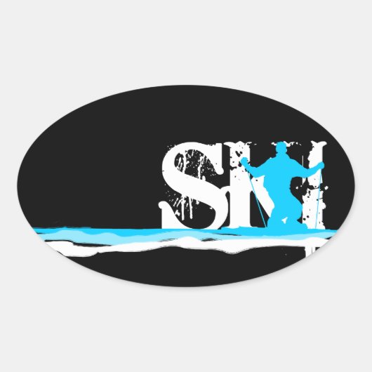 ダウンヒルスキー 楕円形シール (正面)