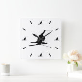 ダウンヒルスノースキーヤシルエットカスタムカラー スクエア壁時計 (ホーム)