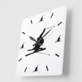 ダウンヒルスノースキーヤシルエットカスタムカラー スクエア壁時計 (傾斜)