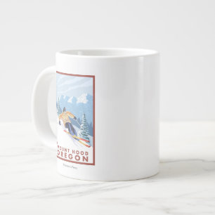 ダウンヒルスノースキーヤー山フードオレゴン ジャンボコーヒーマグカップ