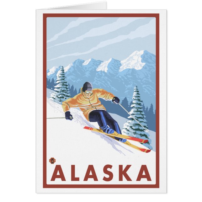 ダウンヒルスノースキーヤー – アラスカ (正面)