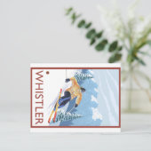 ダウンヒルスノースキーヤー – ウィスラー、BCカナダ ポストカード (スタンド正面)