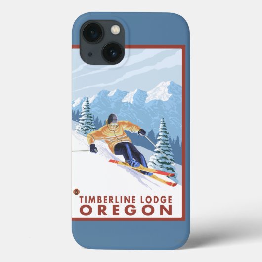 ダウンヒルスノースキーヤー – オレゴン州ティンバーラインロッジ Case-Mate iPhoneケース (裏面)
