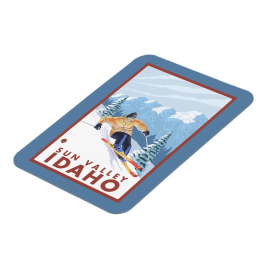ダウンヒルスノースキーヤー – サンバレー,アイダホ マグネット (左側)