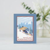ダウンヒルスノースキーヤー – ホワイトパス,ワシントン ポストカード (スタンド正面)