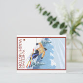 ダウンヒルスノースキーヤー – ホワイトパス，ワシントン ポストカード (スタンド正面)