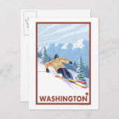 ダウンヒルスノースキーヤー – ワシントン ポストカード (正面/裏面)