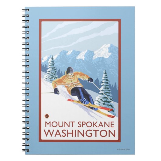 ダウンヒルスノースキーヤー – 山スポケーン， ノートブック (正面)