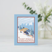 ダウンヒルスノースキーヤー – 山スポケーン, ポストカード (スタンド正面)