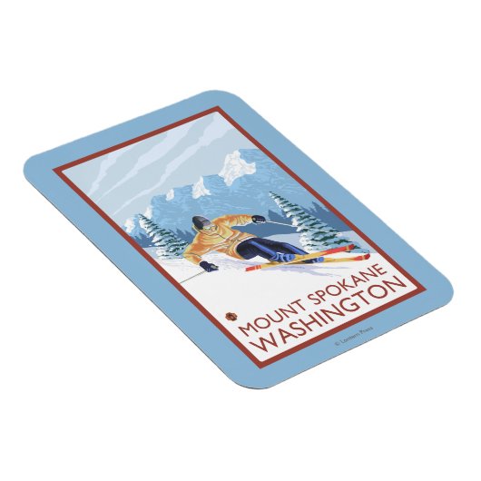 ダウンヒルスノースキーヤー – 山スポケーン, マグネット (右側)