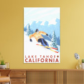 ダウンヒルスノースキーヤー – Lake Tahoe,カリフォルニア キャンバスプリント (インサイチュ (リビング))