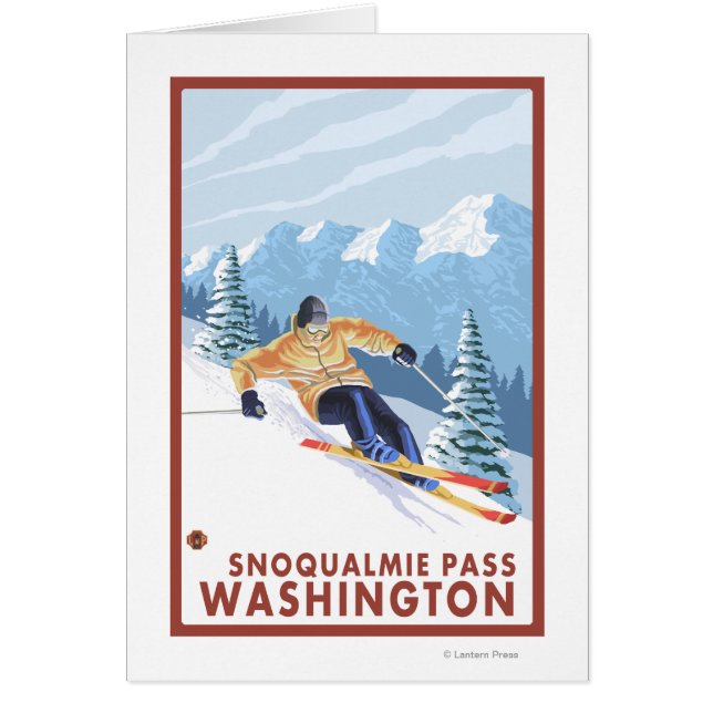 ダウンヒルスノースキーヤー – Snoqualmie Pass, WA (正面)