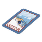 ダウンヒルスノースキーヤー – Snoqualmie Pass, WA マグネット (左側)