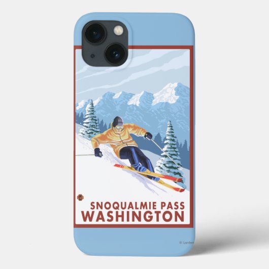 ダウンヒルスノースキーヤー – Snoqualmie Pass, WA Case-Mate iPhoneケース (裏面)