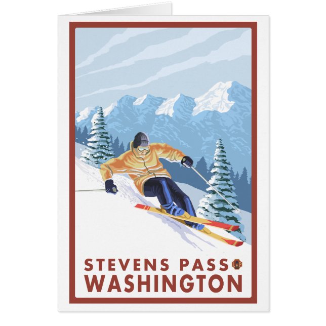 ダウンヒルスノースキーヤー – Stevens Pass，ワシントン (正面)