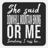 ダウンヒルマウンテンサイクリングおもしろい引用文 スクエアシール (正面)