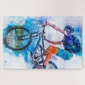 ダウンヒルマウンテンサイクリング（ばちゃばちゃ）跳ねる ジグソーパズル (横)