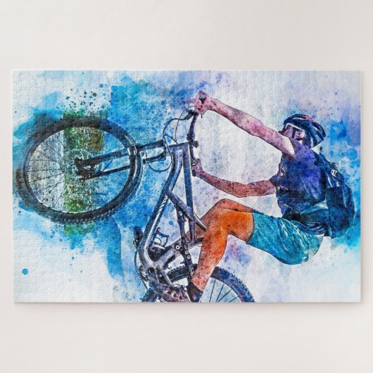 ダウンヒルマウンテンサイクリング(ばちゃばちゃ)跳ねる ジグソーパズル (横)