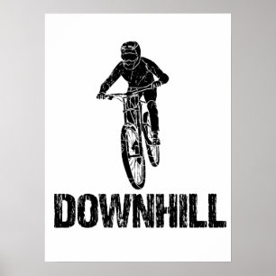ダウンヒルマウンテンバイクもしくは自転車に乗る人 ポスター