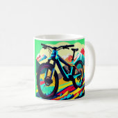 ダウンヒルマウンテンバイクバイクアート コーヒーマグカップ (正面右)