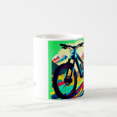 ダウンヒルマウンテンバイクバイクアート コーヒーマグカップ (中央)