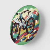 ダウンヒルマウンテンバイクバイクアート ラウンド壁時計 (傾斜)