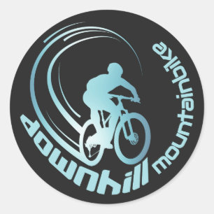 ダウンヒルマウンテンバイクMTBマウンテンバイクポストカード ラウンドシール