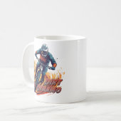 ダウンヒル グラフィックとテキスト コーヒーマグカップ (正面左)