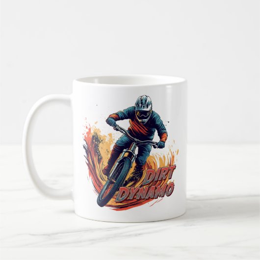 ダウンヒル グラフィックとテキスト コーヒーマグカップ (左)