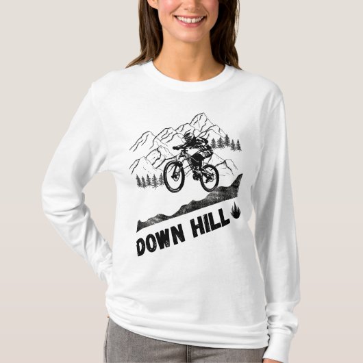 ダウンヒル マウンテンバイクのレトロな自転車愛好家 Tシャツ (正面)