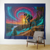 ダウンヒルBMXライドバイアフォレストレイク タペストリー (インサイチュ(横))