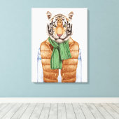 ダウンベストタイガー キャンバスプリント (インサイチュ (ウッドフロア))