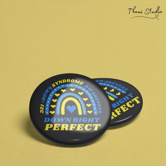 ダウンライトパーフェクトレインボーワールドダウン症候群 缶バッジ