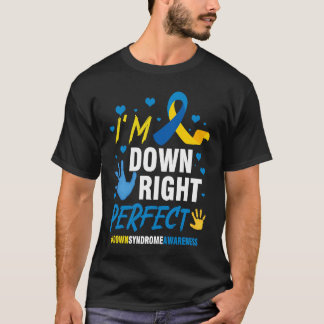 ダウンライトパーフェクトワールドダウン症候群認識度D Tシャツ
