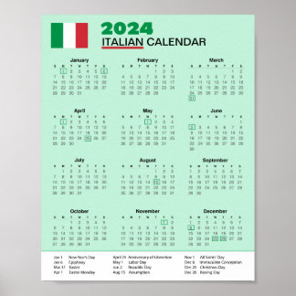 ダウンロードイタリアのカレンダー2024 Scarica Calendario ポスター