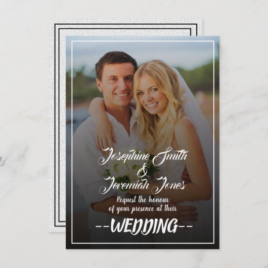 ダウンロードモダン可能なフォト結婚式招待状カード 招待状 (正面/裏面)